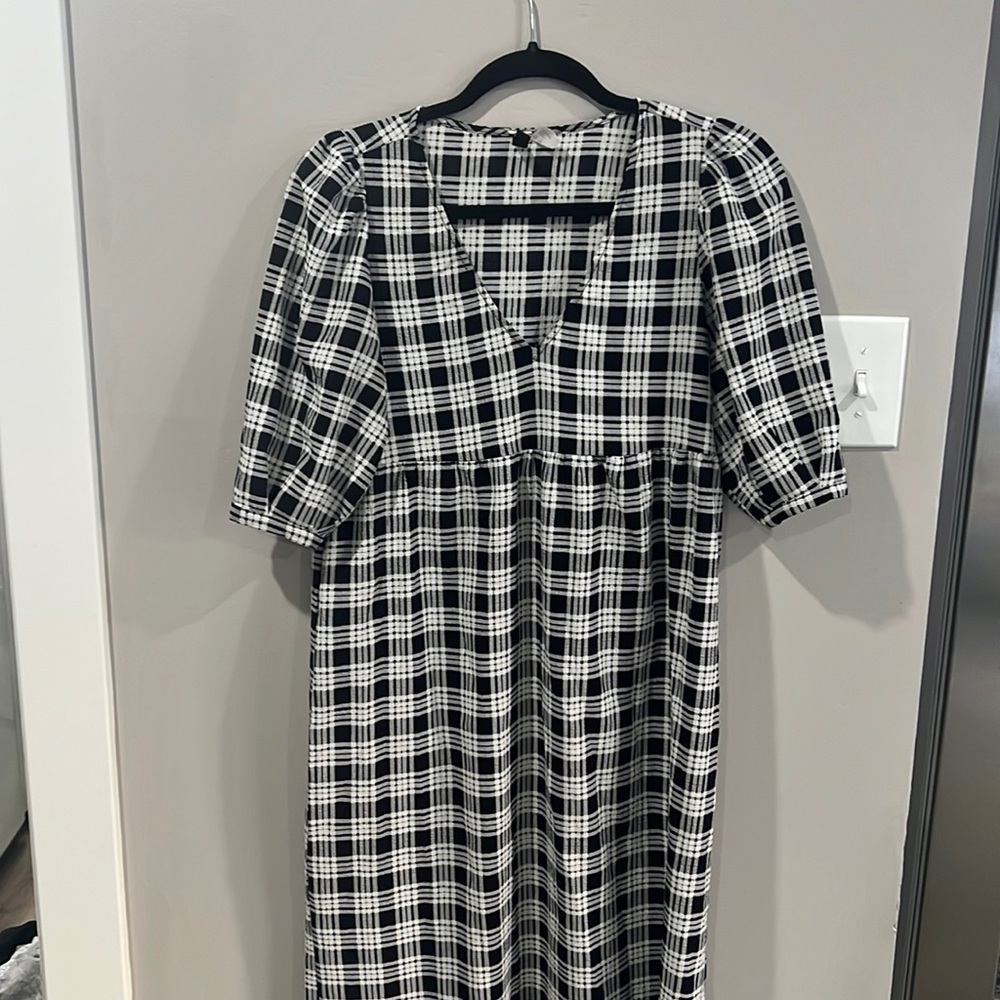 H&M checkered midi dress.
